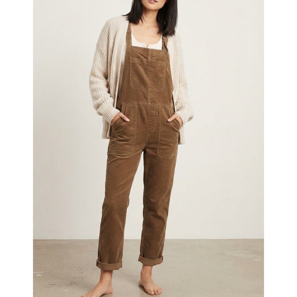 AERIE Corduroy Overalls Werk And Play Brown Womens Sz S Granola Girl Gritty Boho